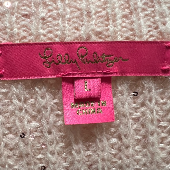 Lilly Pulitzer‎ Peony Pink Sequined Long Sleeve Finney Sweater. Size Large. - Picture 3 of 15